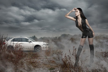 Subaru sexy car girl